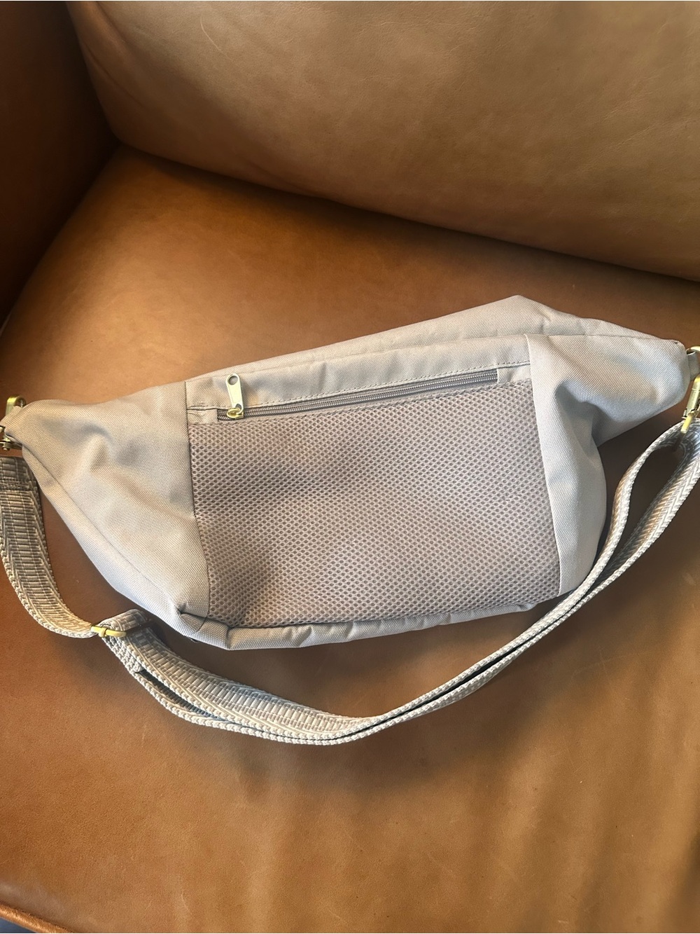 Canvelle Crossbody Fanny Pack Grey Oversized + Jacquard Strap - Picture 13 of 14